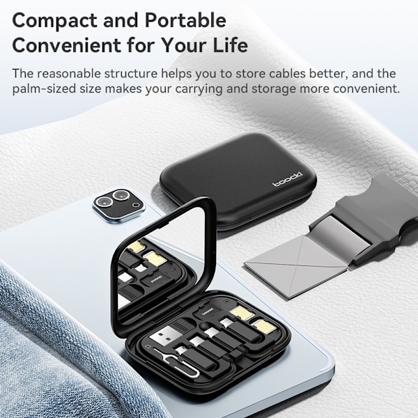 TOOCKI USB - C–USB - C - kaapeli USB+iP+Mikro - USB - sovittimen kotelo Black