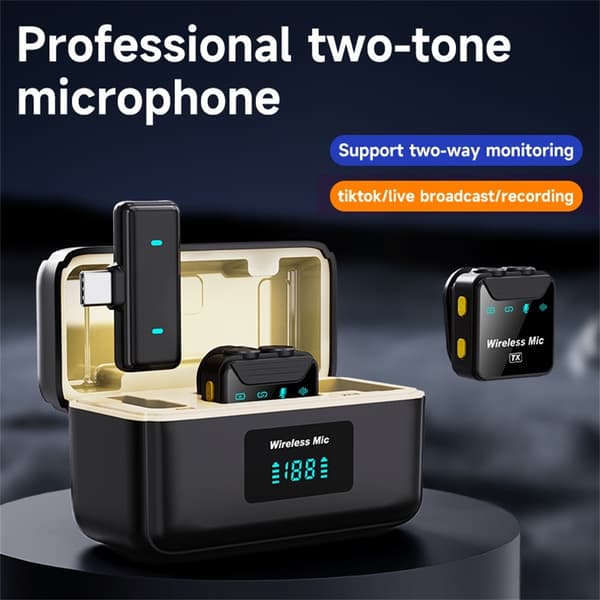 SX23 USB-C Mikrofon Lavalier Støjreducerende Trådløs 2 Mikrofoner + 1 Modtager Black