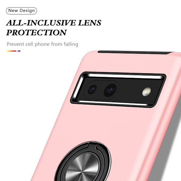 Til Google Pixel 8a Fingerring Kickstand Hybrid Taske Pink