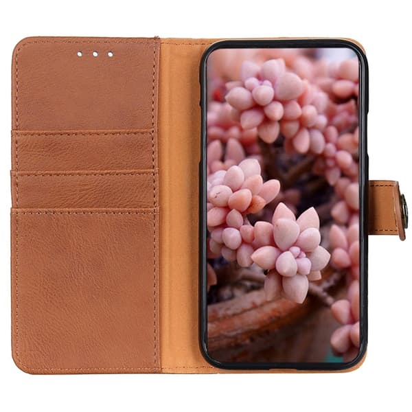 KHAZNEH för iPhone 17e / 16e Plånboksfodral Brun