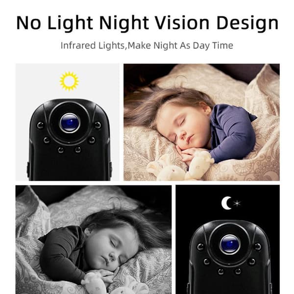 Mini kamera HD - sikkerhet nattsyn vidvinkel bevegelsesdeteksjon Black