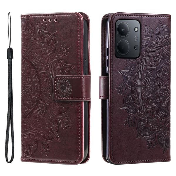 För Xiaomi Redmi 15C Stativfodral Totem Plånboksfodral Brun