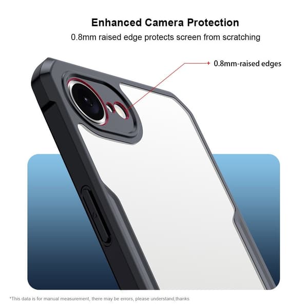 XUNDD For iPhone 17e / 16e Deksel Støtsikkert TPU + Akryl Bakdeksel Black