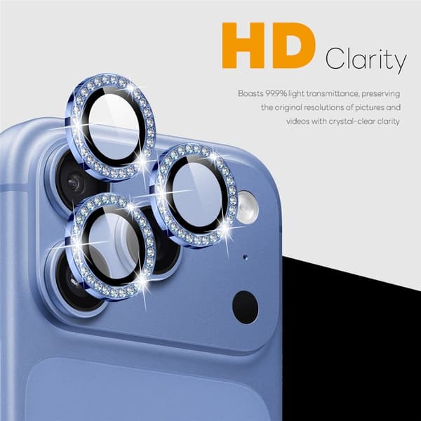 NORTHJO Kameralinsebeskyttelse med rhinstenring til iPhone 18 Pro / 18 Pro Max Blue