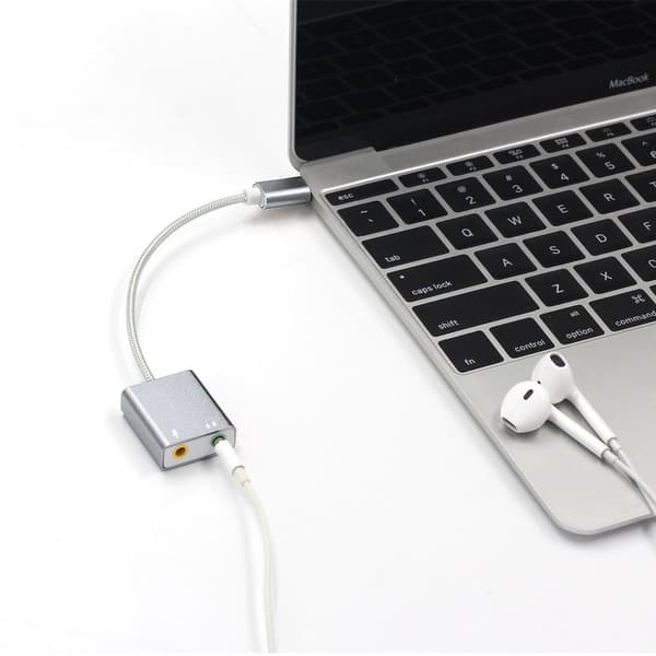 Externt Ljudkort USB-C till 3,5mm in och ut Silver