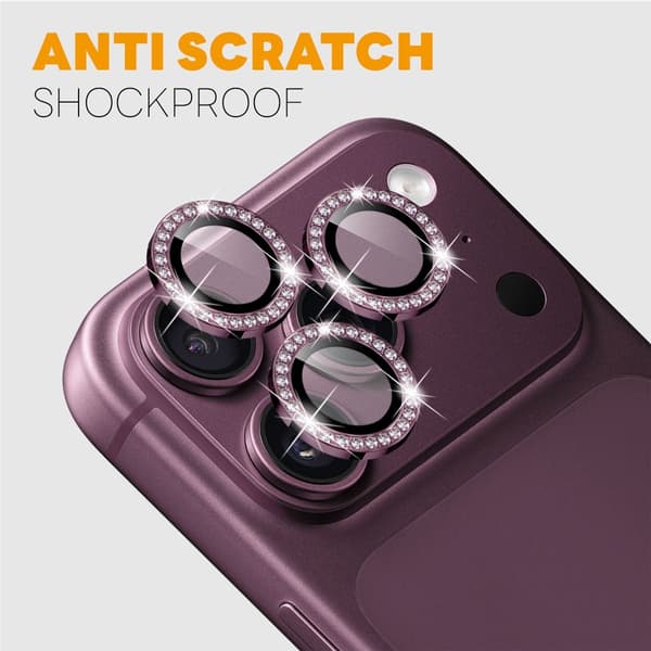 NORTHJO Kameralinsebeskytter med rhinestone ring til iPhone 18 Pro / 18 Pro Max Purple