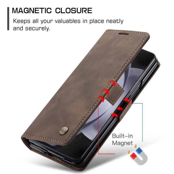 CASEME plånboksfodral Samsung Galaxy Z Fold 5 Mörkbrun
