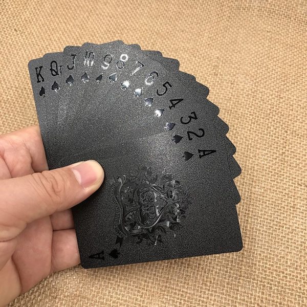 54stk Vandtæt plast sort geometri Back Poker spillekort Black