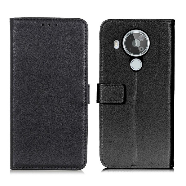 Litchi Wallet Stand Case for Nokia 7.3 Black