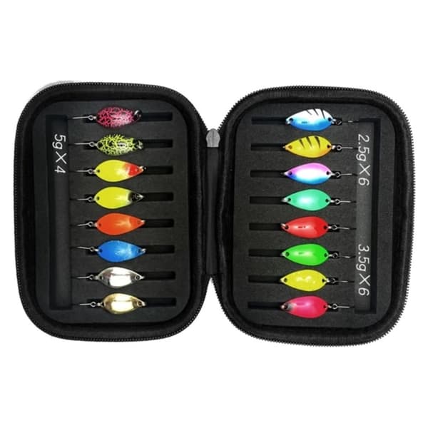 16 stk 2,5g 3,5g 5g Ørredfiskeri Agn Flasher Drag Spinner med opbevaringspose Multicolor