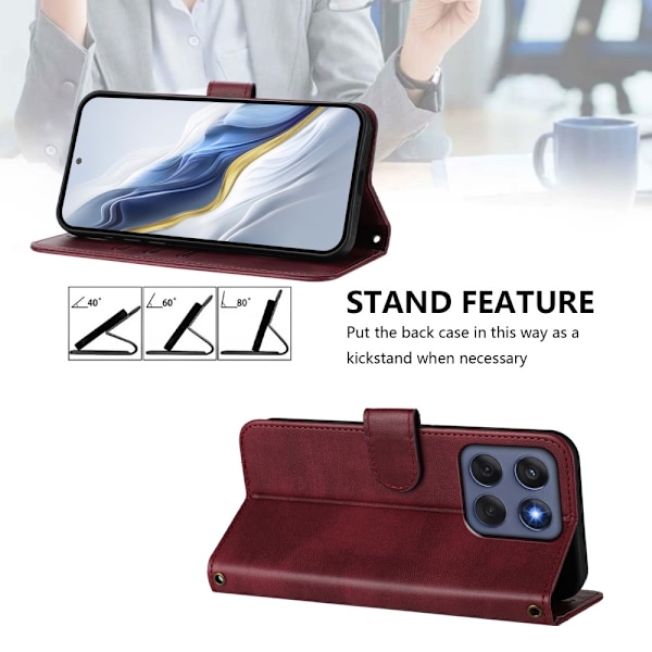 Til Motorola Edge 60 5G / 60 Fusion 5G Etui Pung Stand Retrostruktur Red