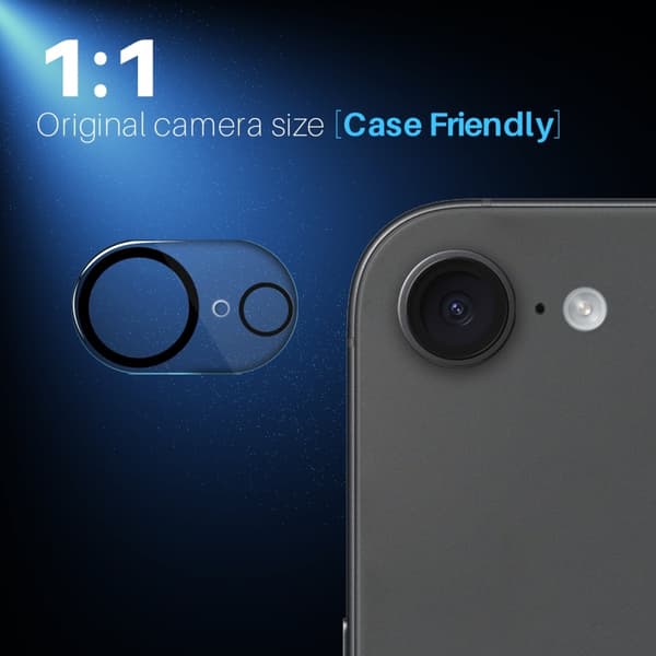 NORTHJO iPhone 17e / 16e Karkaistu Lasi Kameran Linssinsuoja Black
