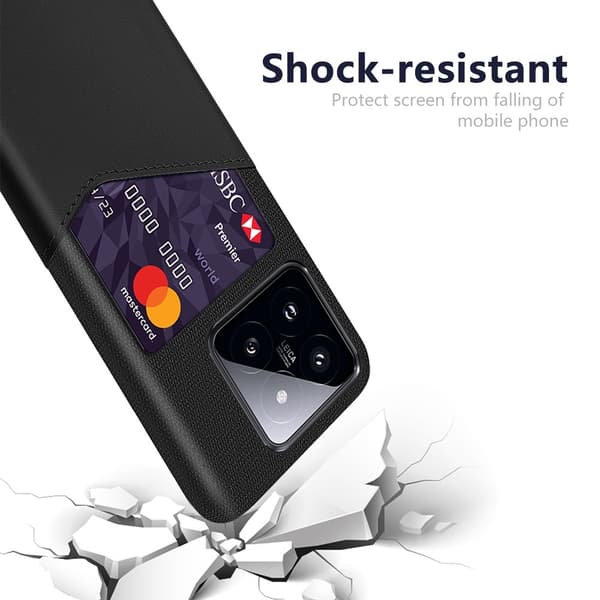 Til Xiaomi 14 KSQ Case Telefondæksel med kortslot Black
