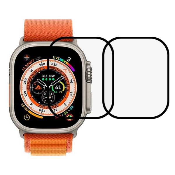 Apple Watch Ultra 49mm Heltäckande härdat glas 2-pack Transparent