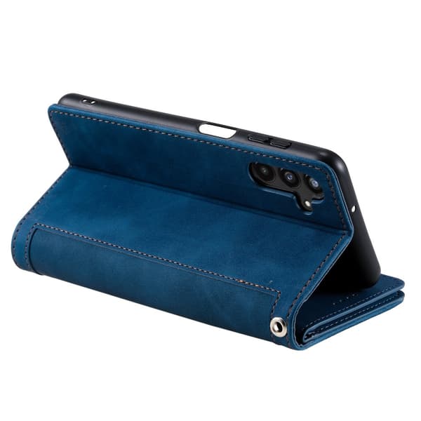 Til Samsung Galaxy A26 5G Etui med Lynlåslomme og 9 Kortlommer Blue