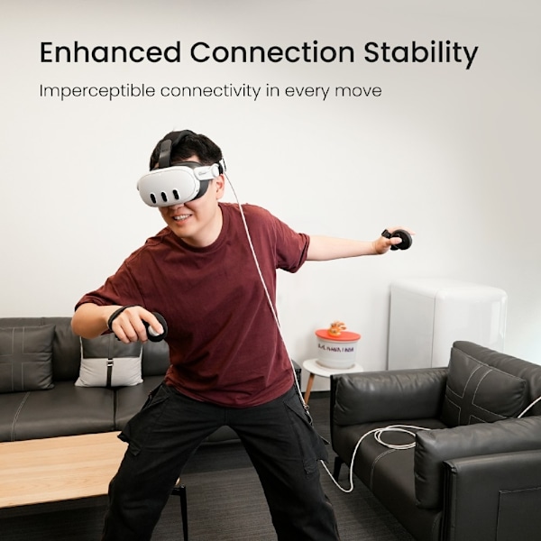 QC-8.5 5 m länkkabel för Meta Quest 3 3S PICO 4 VR Headset USB 3.0 hög hastighet Vit
