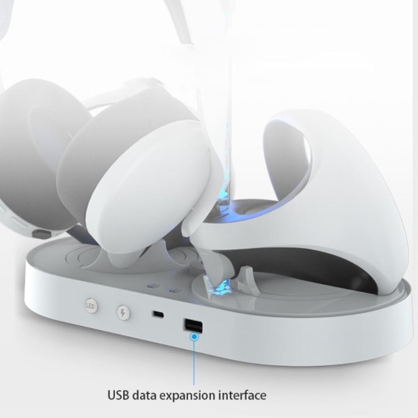 Lader for PS5 VR-headset, ladestativ med skjerm, dobbel kontrollerstasjon Grey