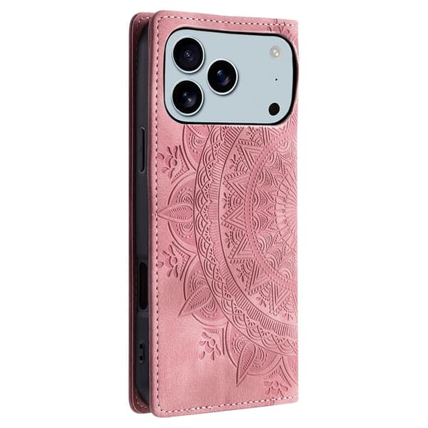 Cover til iPhone 17 Pro Max med Magnetisk Lukning Mønsterpræget Pink
