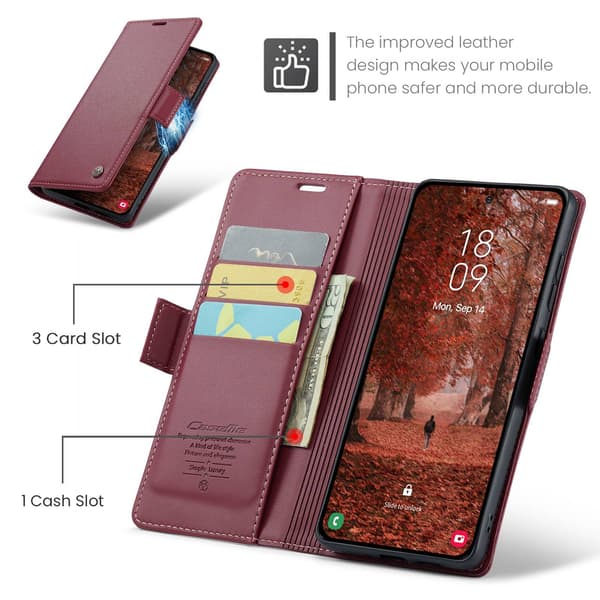 Till Samsung Galaxy A57 5G CASEME telefonfodral Röd