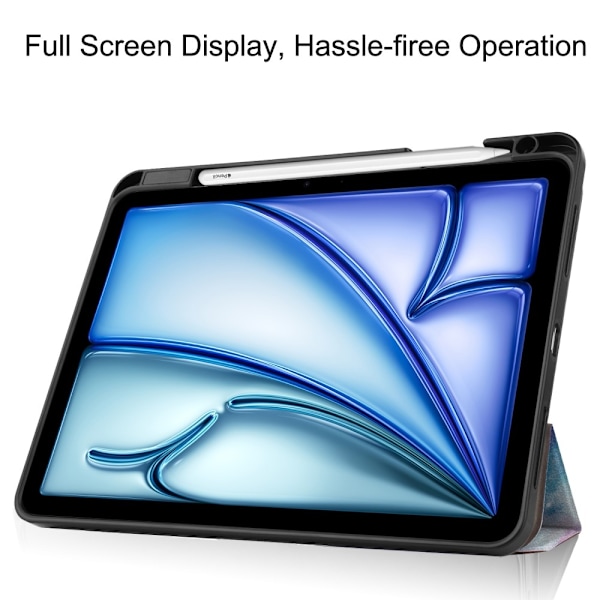 iPad Air 11 (2024) Kolminkertainen Teline Tabletin Suojakuori Kynäpidikkeellä - Galaxy Multicolor