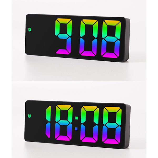 LED-klocka Elektronisk digital väckarklocka Färgglad 12/24H Vit Vit
