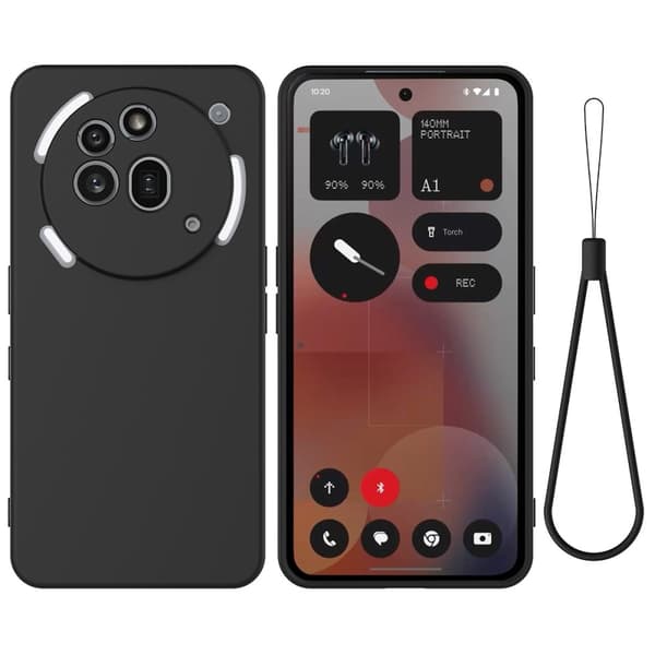 Til Nothing Phone (3a) Pro Flydende Silikone Cover Mobilcover med Håndrem Sort Transparent