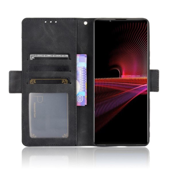 Wallet Stand Flip Phone Case for Sony Xperia 1 III - Black Black