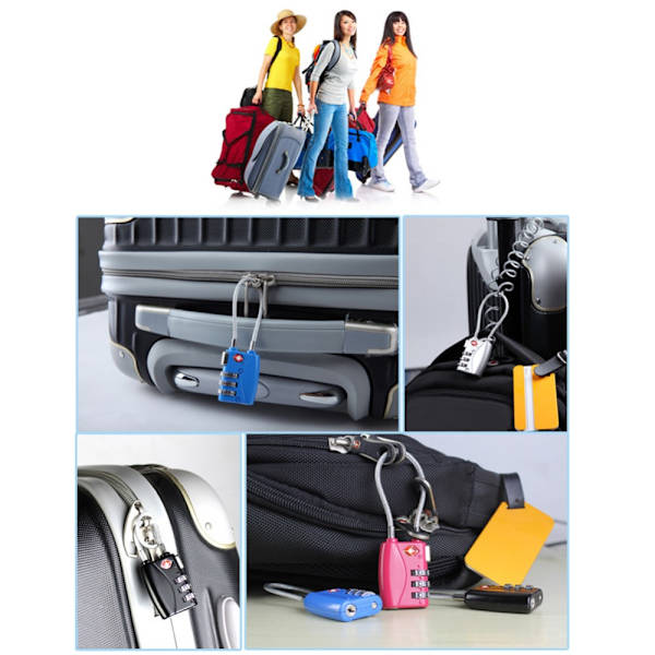 TSA Combination Wirerope Lock Vetoketjulle Matkalaukkuille - Musta Silver