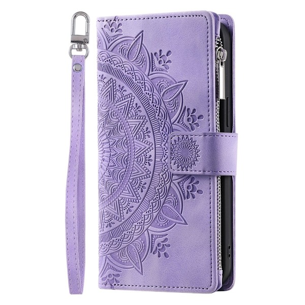 Til Google Pixel 10 Pro XL tegnebogscover Cover Shell Mandala Blomstermønster Purple