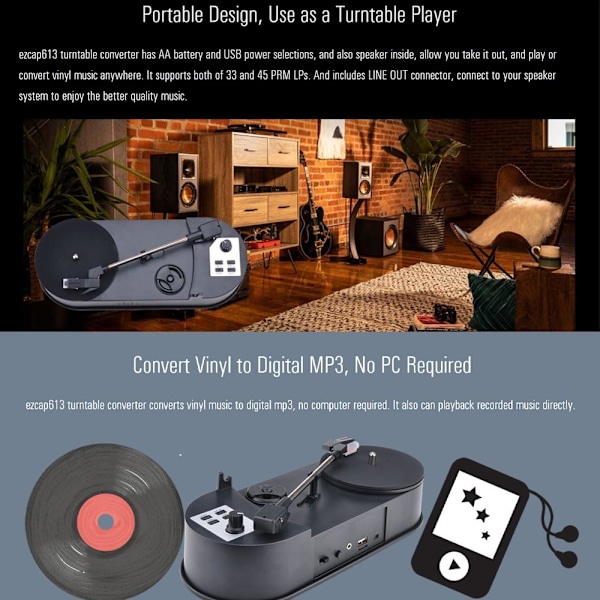 EzCAP Vinyl till MP3 omvandlare Svart