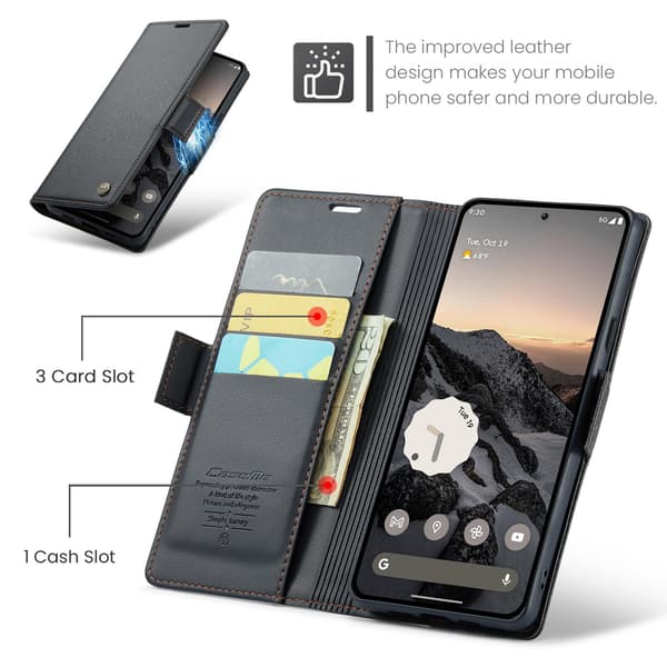 CASEME Google Pixel 10a RFID Suojattu Lompakkokotelo - Musta Black