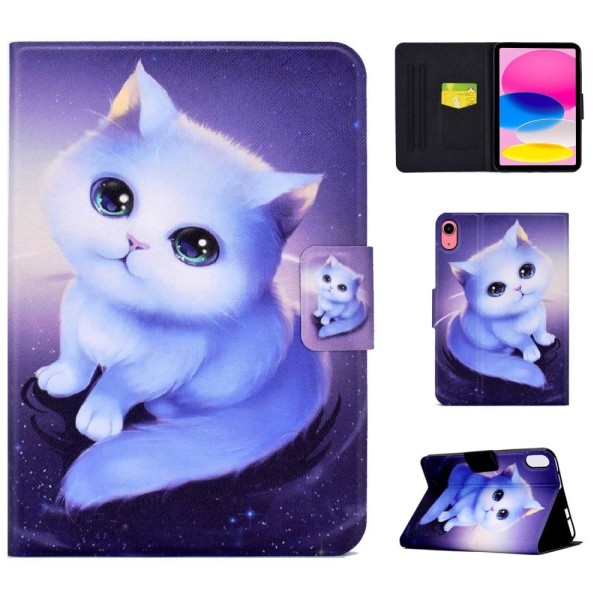 Til iPad 10.9 (2022) Tabletetui Cover Foldbart stativ - Kat White