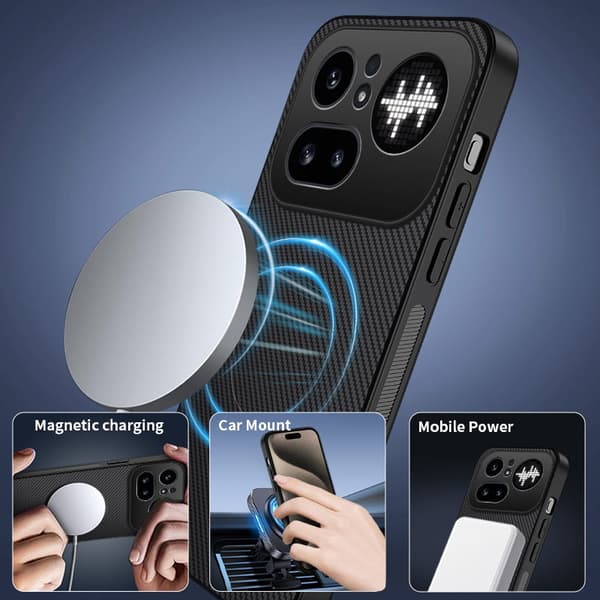 WANLONFENG Nothing Phone 4a Pro Magneettinen Puhelinkotelo Näytönsuojalla Black