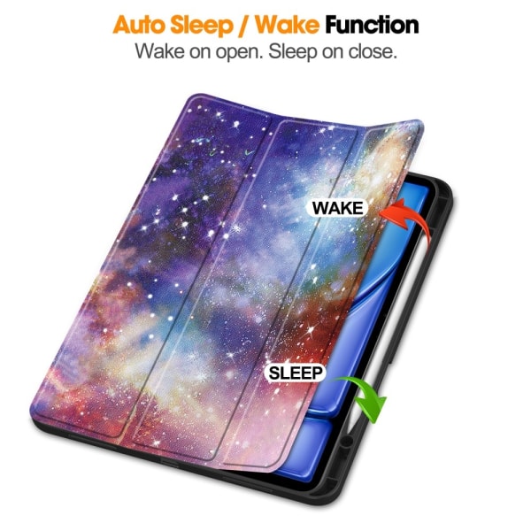 Etui for iPad Air 13 (2024) - Tri-fold Stativ, Tablettdeksel med pennholder - Galaxy Multicolor