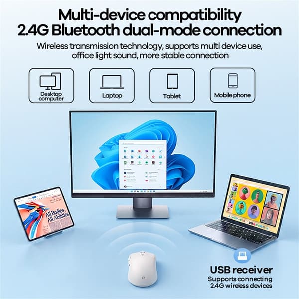 Computermus Trådløs Mus REMAX WM-01 2.4G Bluetooth DPI Justerbar Ergonomisk Lydløs Black