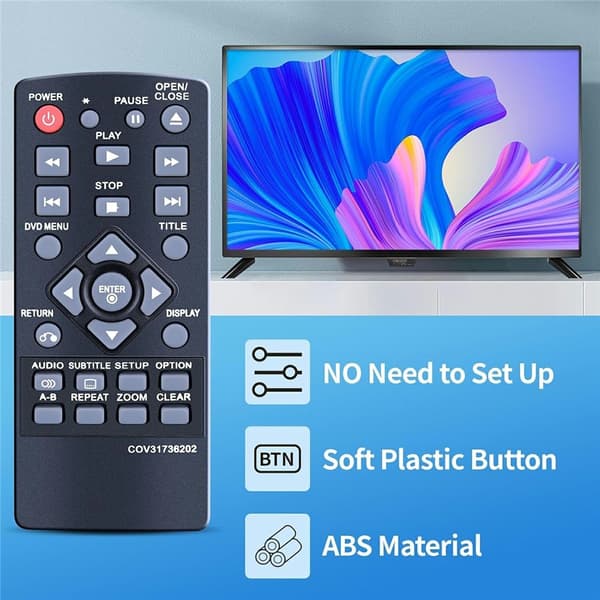 Fjernkontroll erstatning for COV31736202 for LG DVD-spiller Black