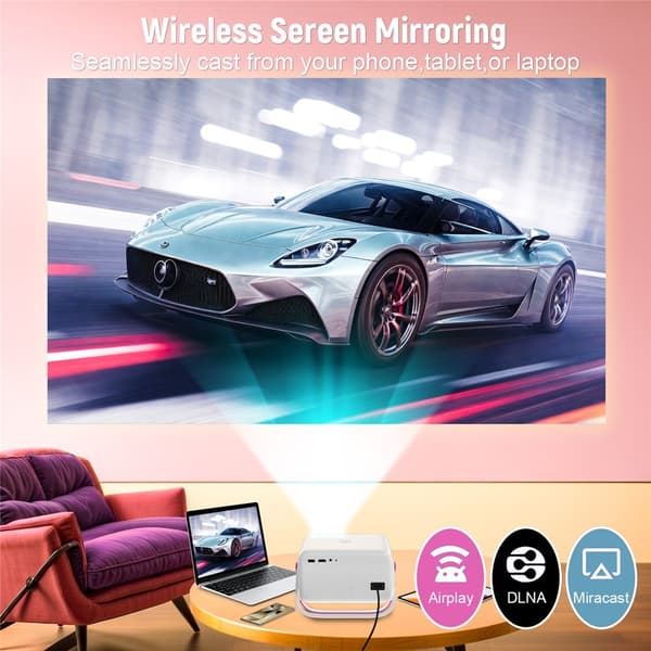 Projektor Hemmabio Videoprojektor 1080P Android 11 autofokus Wi-Fi 6 BT 5.2 Rosa