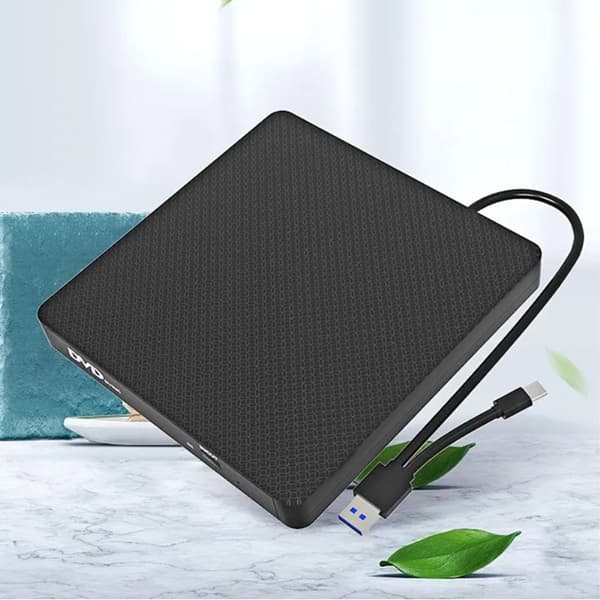 Ultratunn USB 3.0+Typ - C DVD - enhet Extern CD - läsare VCD - brännare Svart