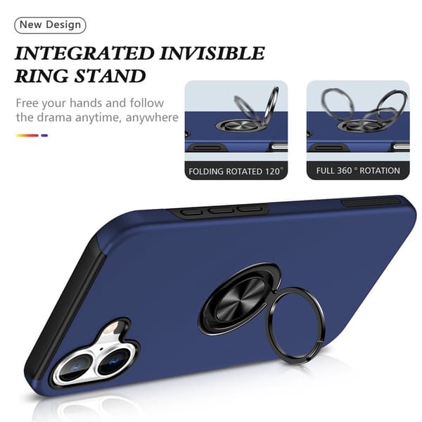 For iPhone 17 Hybrid-deksel med Fingerring Blue
