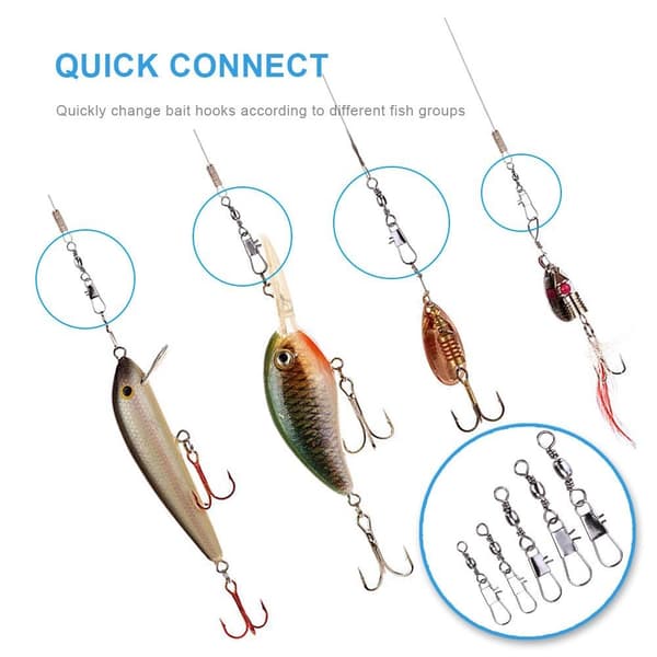 100 kuulalaakeroidut kääntyvät Snap Connector - kalastustarvikkeet Silver