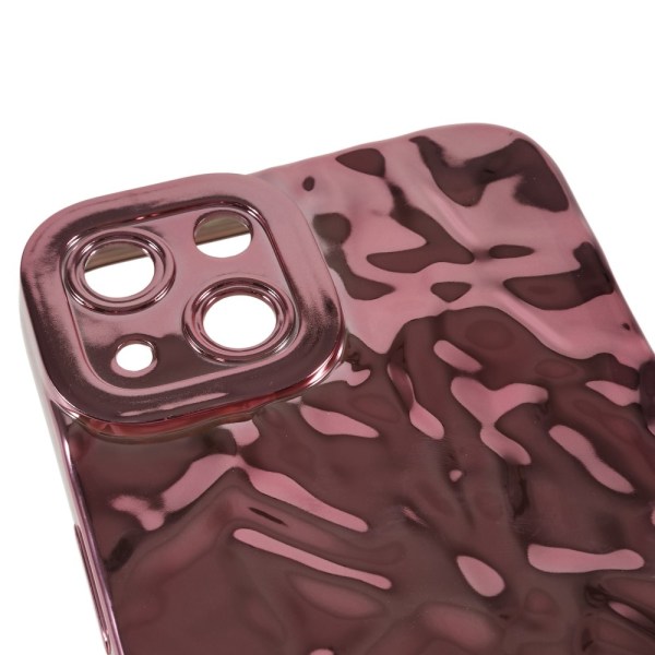 Til iPhone 15 Plus TPU Etui Elektroplating Rynket Ujævn Telefon Cover Pink