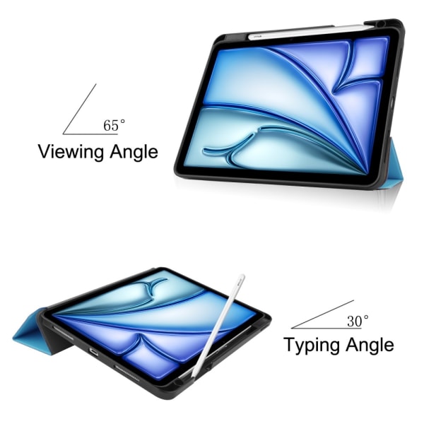 iPad Air 11 (2024) Kolminkertainen Teline Tabletin Suojakuori Kynäpidikkeellä Light blue