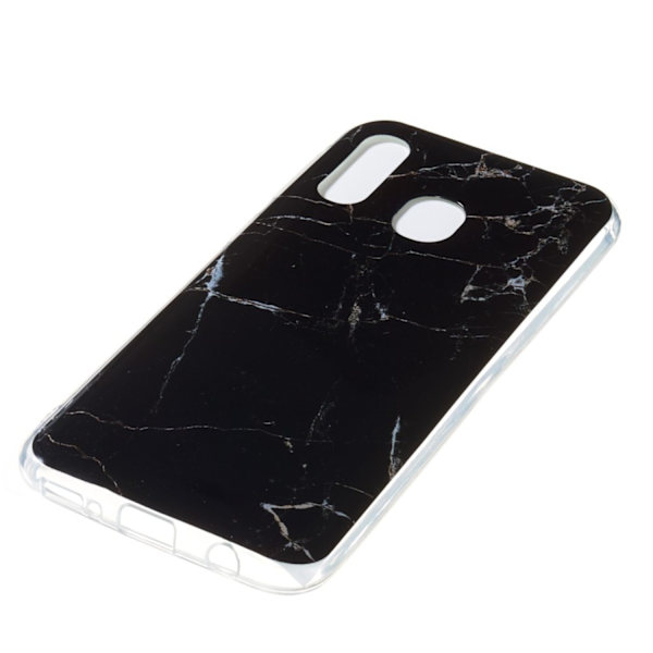 Marble Pattern IMD TPU Soft Back Suojakuori - Samsung Galaxy A40 - Style A Black