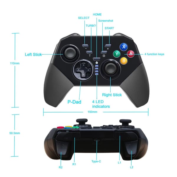 Kompatibel med Nintendo Switch Bluetooth Control Gamepad Turbo - funksjon Black
