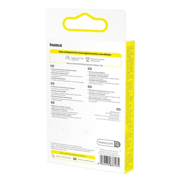 BASEUS Stylus Smooth Series 2 stk. kapacitive penspidser udskiftelige skridsikre White