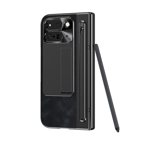 Til Google Pixel 10 Pro Fold Etui Kickstand med Hærdet Glasfilm, Stylus - Sort Black
