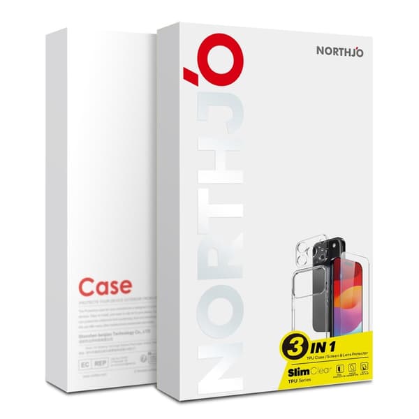 NORTHJO Telefoncover med skærm og linsebeskyttelse til iPhone 18 Pro Max Transparent