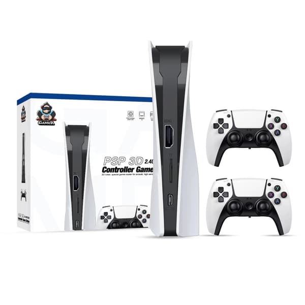 Trådløs HD - videospilkonsol 128G Plug and Play Game Station med 2 spilcontrollere White