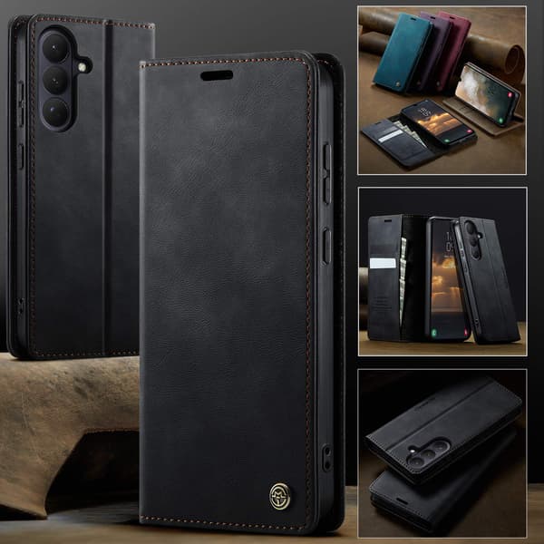 Til Samsung Galaxy S26 CASEME pungcover med stativ og kalvetekstur - Sort sort