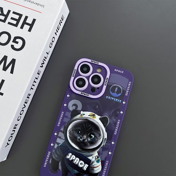 TPU telefonfodral Skal för iPhone 15 Pro Max Fodral Katt - Lila Lila